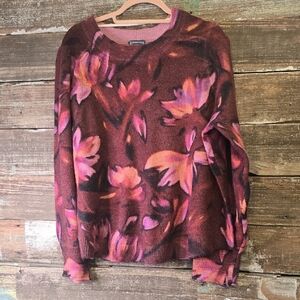 Democracy Floral Pink and Brown Women's Sweater, Size 1X, NWT
